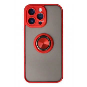 iPhone 14 Pro Max Kılıf Montreal Yüzüklü Silikon Kapak - Kırmızı