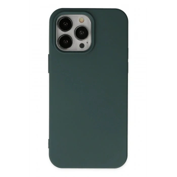 iPhone 14 Pro Max Kılıf Nano içi Kadife Silikon - Koyu Yeşil
