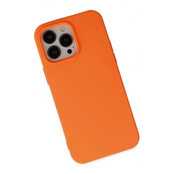 iPhone 14 Pro Max Kılıf Nano içi Kadife Silikon - Turuncu