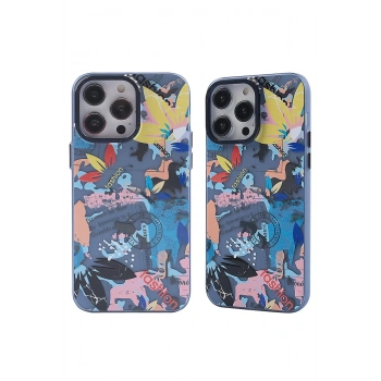 iPhone 14 Pro Max Kılıf Prada Desenli Kapak - Prada Pembe - 1