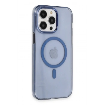 iPhone 14 Pro Max Kılıf Tron Şeffaf Magsafe Kapak - Mavi