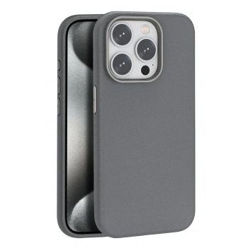 iPhone 14 Pro Max Kılıf Wonder Deri Magsafe Kapak - Titan Gri