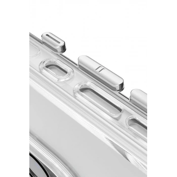 iPhone 15 Gleam PC Sert Magsafe Kılıf - Şeffaf-Siyah