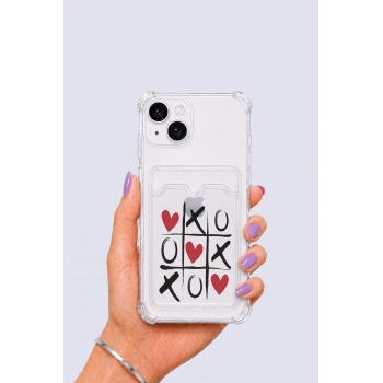 İphone 15 Kartlıklı Xoxo Desenli Kılıf