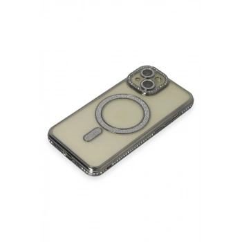 iPhone 15 Kılıf Joke Simli Magneticsafe Kılıf - Gri