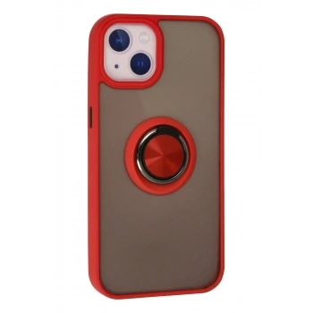 iPhone 15 Kılıf Montreal Yüzüklü Silikon Kapak - Kırmızı