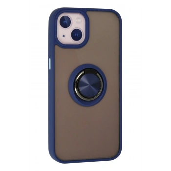 iPhone 15 Kılıf Montreal Yüzüklü Silikon Kapak - Lacivert