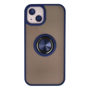 iPhone 15 Kılıf Montreal Yüzüklü Silikon Kapak - Lacivert