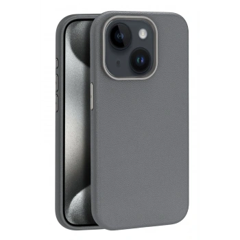 iPhone 15 Kılıf Wonder Deri Magsafe Kapak - Titan Gri