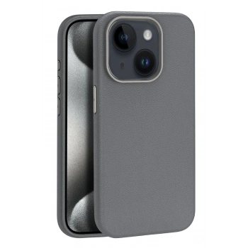iPhone 15 Kılıf Wonder Deri Magsafe Kapak - Titan Gri