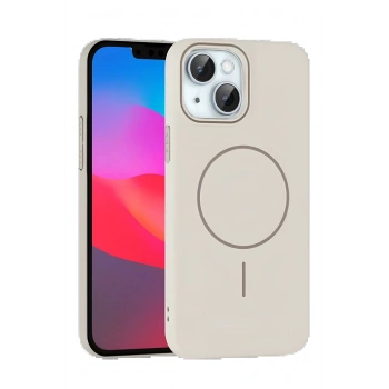 iPhone 15 Plus Broş Magsafe Kapak - Krem