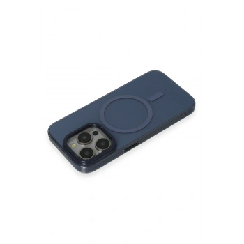 iPhone 15 Pro Kılıf Anka PC Magneticsafe Sert Metal Kapak - Lacivert