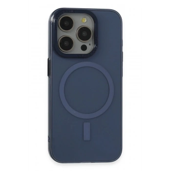 iPhone 15 Pro Kılıf Anka PC Magneticsafe Sert Metal Kapak - Lacivert