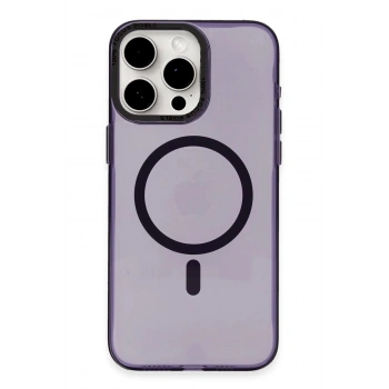 iPhone 15 Pro Kılıf Anka PC Magneticsafe Sert Metal Kapak - Mor