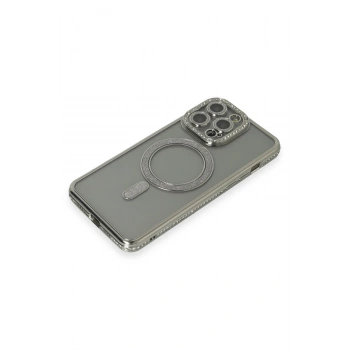 iPhone 15 Pro Kılıf Joke Simli Magneticsafe Kılıf - Gri