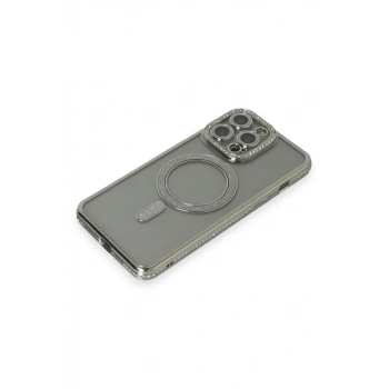 iPhone 15 Pro Kılıf Joke Simli Magneticsafe Kılıf - Gri