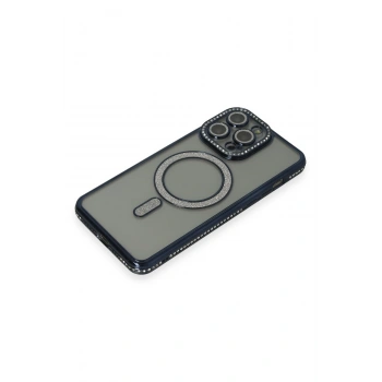 iPhone 15 Pro Kılıf Joke Simli Magneticsafe Kılıf - Lacivert