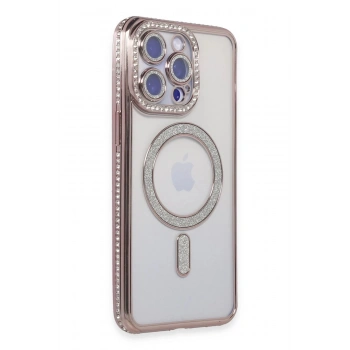 iPhone 15 Pro Kılıf Joke Simli Magneticsafe Kılıf - Pembe