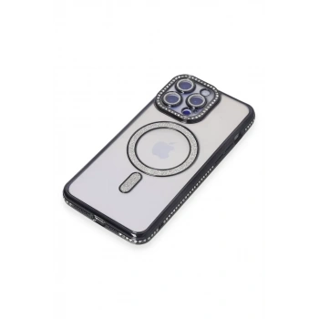 iPhone 15 Pro Kılıf Joke Simli Magneticsafe Kılıf - Siyah