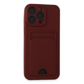 iPhone 15 Pro Kılıf Kelvin Kartvizitli Silikon - Bordo