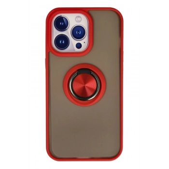 iPhone 15 Pro Kılıf Montreal Yüzüklü Silikon Kapak - Kırmızı