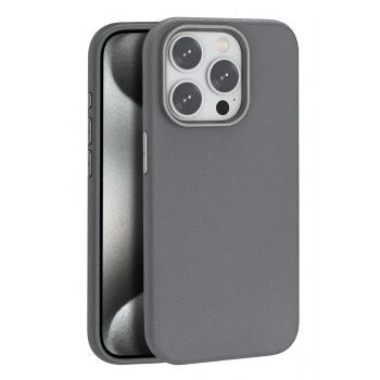 iPhone 15 Pro Kılıf Wonder Deri Magsafe Kapak - Titan Gri