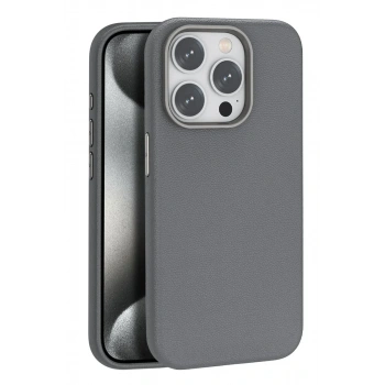 iPhone 15 Pro Kılıf Wonder Deri Magsafe Kapak - Titan Gri