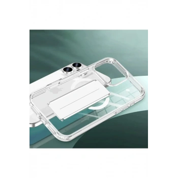 iPhone 15 Pro Max Kılıf Alfa Magsafe Standlı Kapak - Siyah