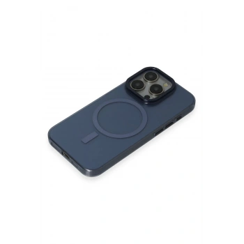iPhone 15 Pro Max Kılıf Anka PC Magneticsafe Sert Metal Kapak - Lacivert