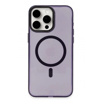 iPhone 15 Pro Max Kılıf Anka PC Magneticsafe Sert Metal Kapak - Mor