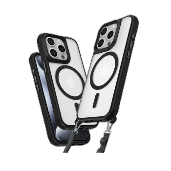 iPhone 15 Pro Max Kılıf Enka Magsafe Silikon Kılıf - Siyah