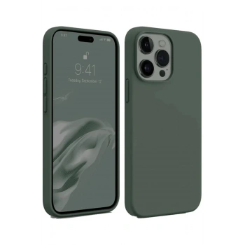 iPhone 15 Pro Max Kılıf First Silikon - Koyu Yeşil