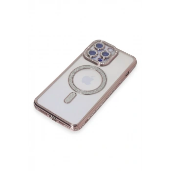 iPhone 15 Pro Max Kılıf Joke Simli Magneticsafe Kılıf - Pembe