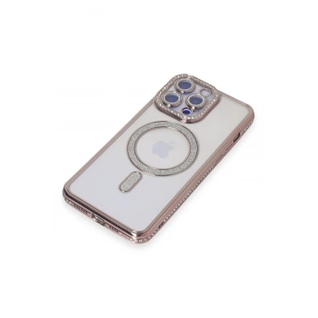 iPhone 15 Pro Max Kılıf Joke Simli Magneticsafe Kılıf - Pembe