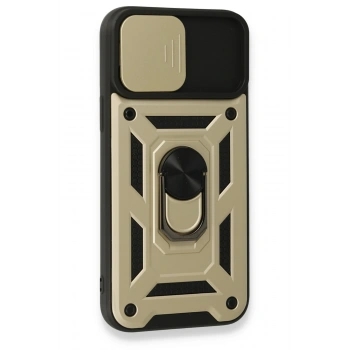 iPhone 15 Pro Max Kılıf Pars Lens Yüzüklü Silikon - Gold