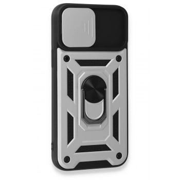 iPhone 15 Pro Max Kılıf Pars Lens Yüzüklü Silikon - Gümüş