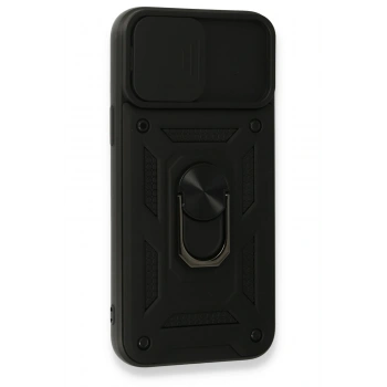 iPhone 15 Pro Max Kılıf Pars Lens Yüzüklü Silikon - Siyah