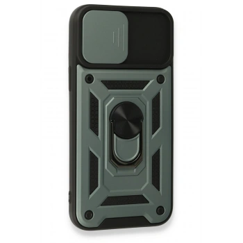 iPhone 15 Pro Max Kılıf Pars Lens Yüzüklü Silikon - Yeşil