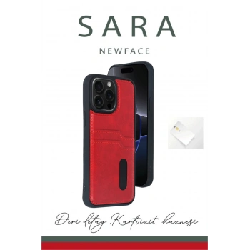 iPhone 15 Pro Max Kılıf Sara Kartvizitli Deri Kılıf - Lacivert