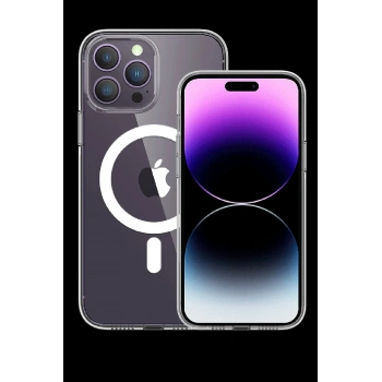 iPhone 15 Pro Max Kılıf Tron Şeffaf Magsafe Kapak - Şeffaf
