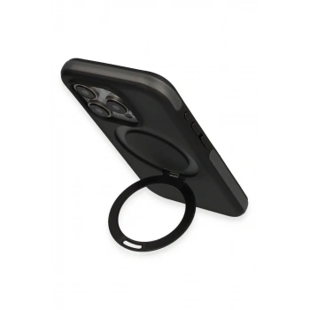 iPhone 15 Pro Zorda Airbag Magsafe Standlı Kapak - Siyah