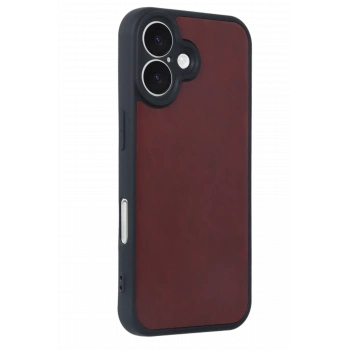 iPhone 16 Kılıf Aras Deri Kapak - Bordo