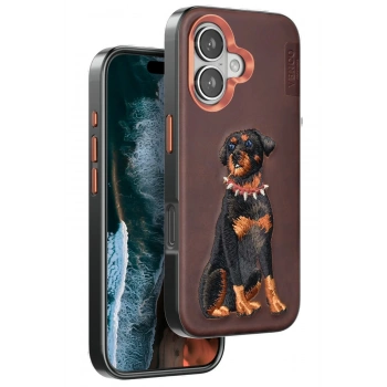 iPhone 16 Perma Desenli Kapak - Koyu Kahve