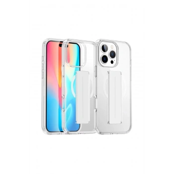 iPhone 16 Pro Kılıf Alfa Magsafe Standlı Kapak - Şeffaf