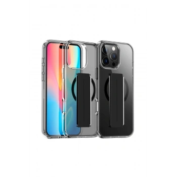 iPhone 16 Pro Kılıf Alfa Magsafe Standlı Kapak - Siyah