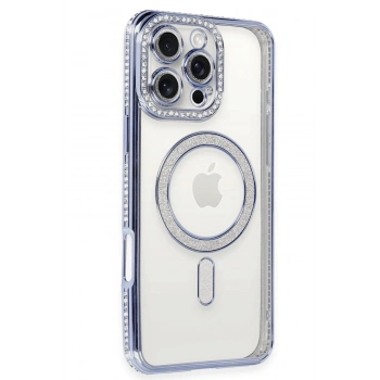 iPhone 16 Pro Max Kılıf Joke Simli Magneticsafe Kılıf - Mavi