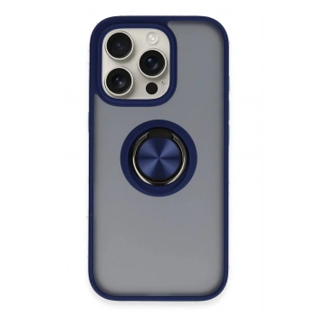 iPhone 16 Pro Max Kılıf Montreal Yüzüklü Silikon Kapak - Lacivert