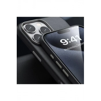 iPhone 16 Pro Max Wonder Deri Magsafe Kapak - Titan Gri