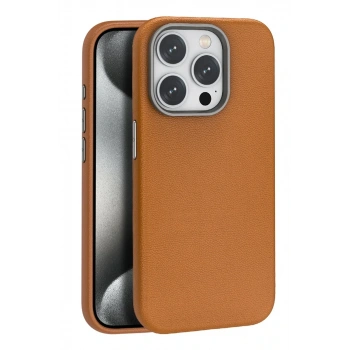 iPhone 16 Pro Wonder Deri Magsafe Kapak - Kahverengi