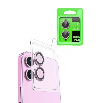 iPhone 16 Raze Metal Kamera Lens - Pembe